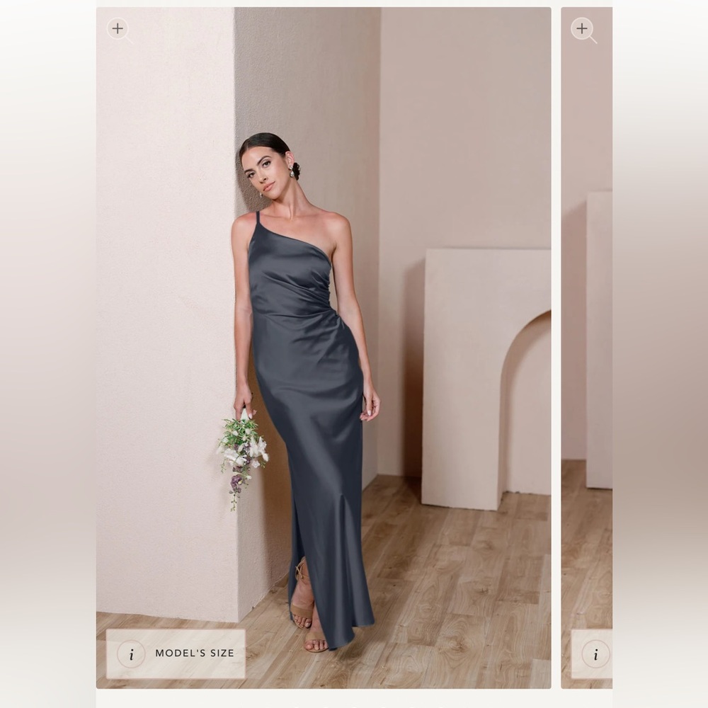Revelry One-Shoulder Gray Wedding Dress